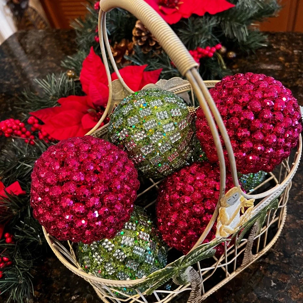 Large Tropical Palm Tree Wire Basket with Monkey Accent